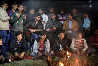iitgurukulam students enjoying night camp outside.